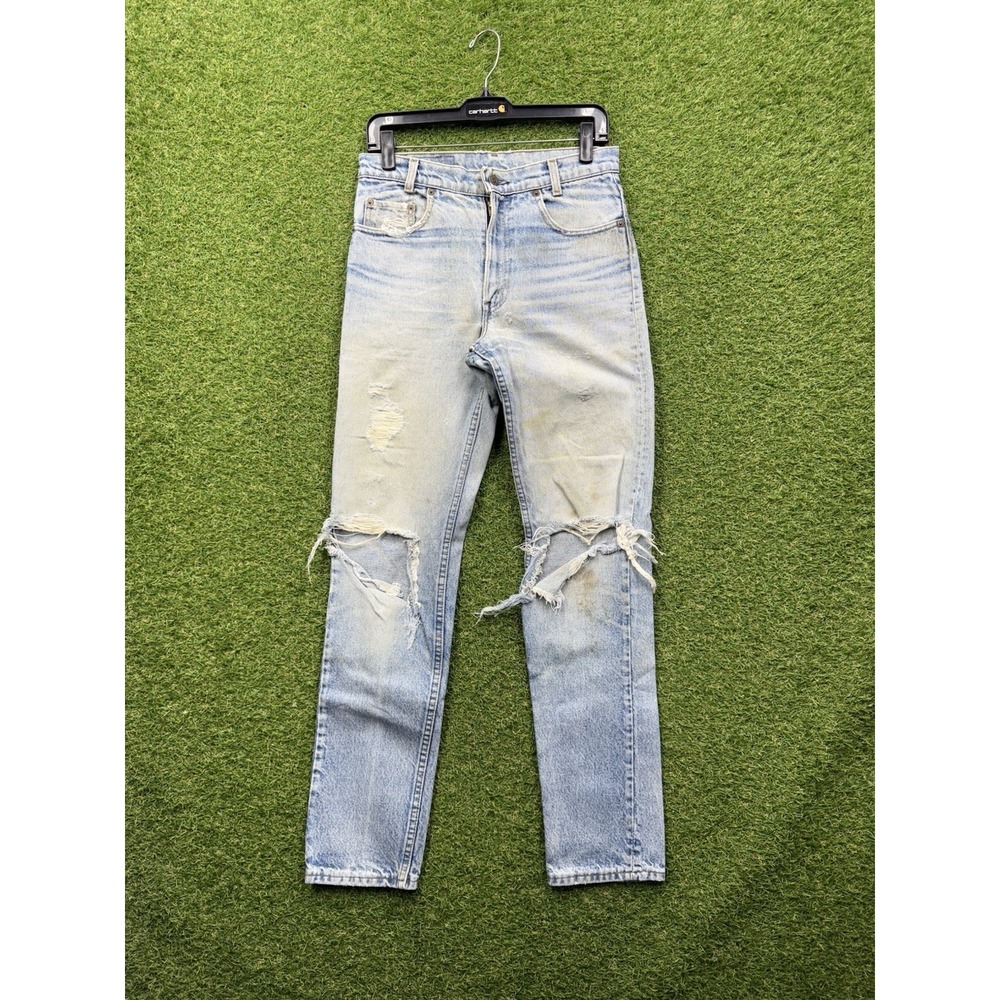 Vintage Levis 512 Jeans Womens 27x32 USA Made 90s Light Wash Straight Leg